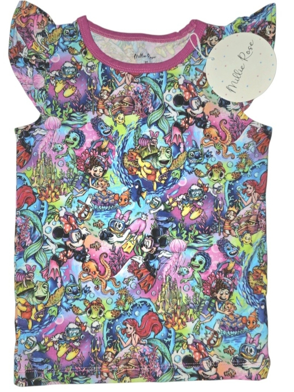 Girls' Multicolor Disney Underwater Short Sleeve Tee